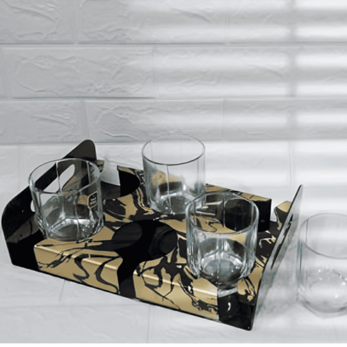 6 Slot Glass Holder Tray, Acrylic Glass Serving Tray, 6 Slot Tray with Cutout Handles, Cup Display for Kitchenware 6 Slot Glass Holder Tray, Acrylic Glass Serving Tray, 6 Slot Tray with Cutout Handles, Cup Display for Kitchenware